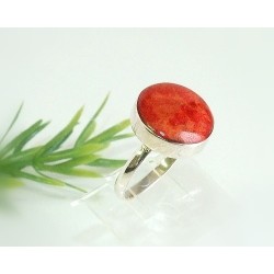 Ring Koralle rot Silber 925 16,5mm KL42