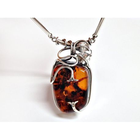 Bernstein Collier 44cm Kette Silber 925 DC152