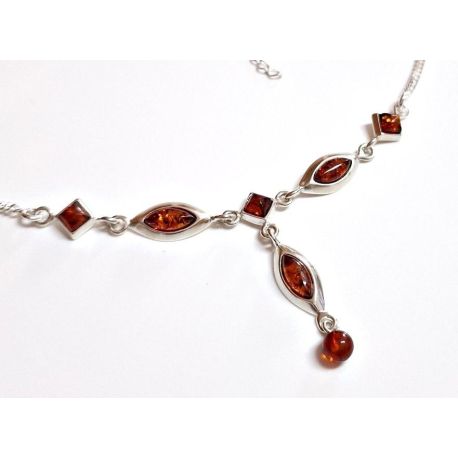 Bernstein Collier Kette Silber 925 dc338