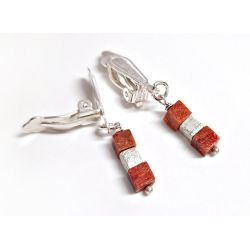 Ohrclips Koralle rot Silber 925 kl415