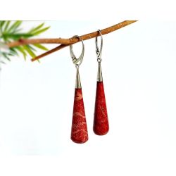 Ohrhänger Koralle Tropfen Silber 925 KL419