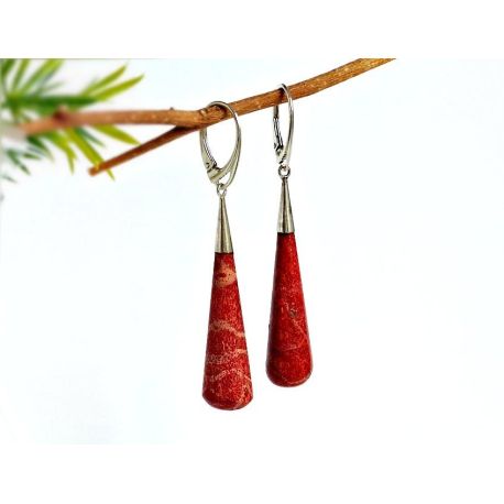 Ohrhänger Koralle Tropfen Silber 925 KL419