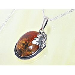 Bernstein Anhänger oval Silber-925 bl82