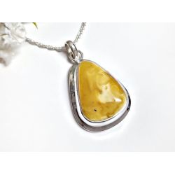 Bernstein Anhänger oval gelb Silber 925 ba959