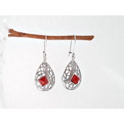 Silberschmuck - Ohrhänger m. Koralle Silber-925 (KL214)