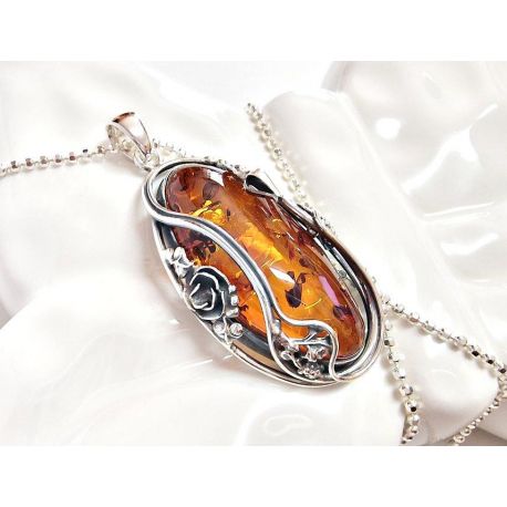 Bernstein Anhänger Silber braun 925 ba797