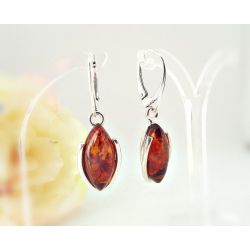 Bernstein Ohrhänger braun Ohrringe Silber 925 BH85