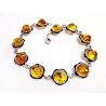 Bernstein Armband Silber 925 gelb rund Sterlingsilber bb47