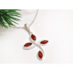 Kreuz Anhänger Bernstein Silber-925 BF87