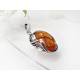 Bernsteinschmuck - Bernstein-Anhänger oval cognac braun Silber-925 bw43