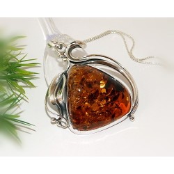 Bernstein Anhänger Silber 925 braun cognac CL34