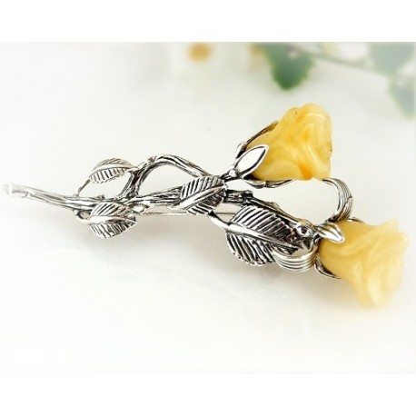 Brosche Silber 925 Bernstein Rose CY29A