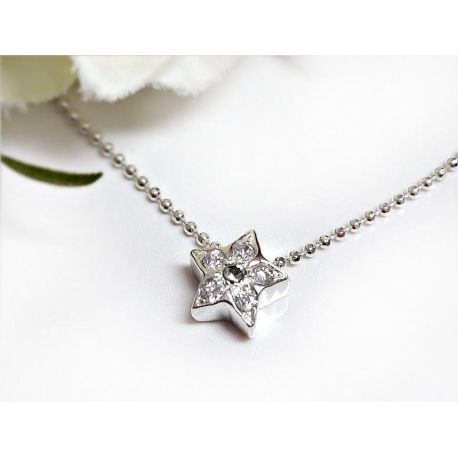 Collier Stern Halskette Silber 925 SP373