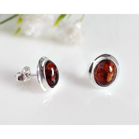 Bernstein Ohrstecker Silber 925 Ohrringe braun ed117