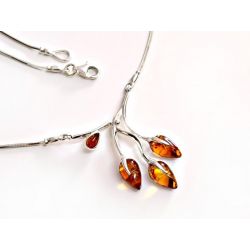 Bernstein Halskette Silber 925 Collier ch77