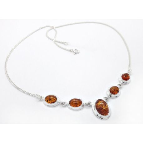 Bernstein Kette Silber 925 45 cm Sterlingsilber BC03