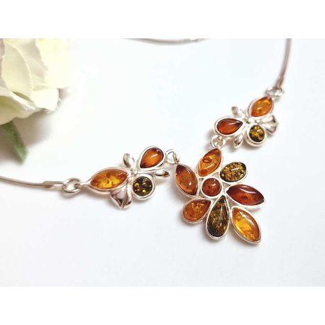 Bernstein Collier Silber 925 Bernsteinschmuck dc342