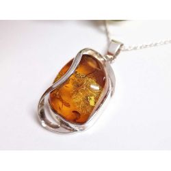 Bernstein Anhänger Silber braun 925 ba977