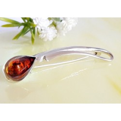 Bernstein Brosche Silber 925 braun CY131