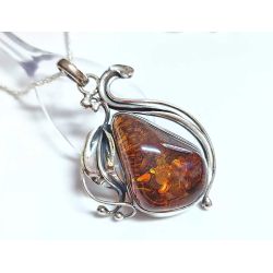 Bernstein Anhänger Silber braun 925 ba975