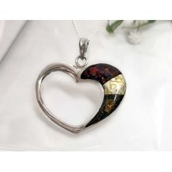 Bernstein Herz Anhänger Silber 925  BA984