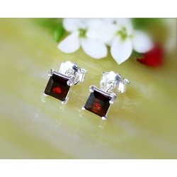 Ohrstecker SB18 Silber Granat rot 925 SB18