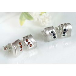 Ohrstecker Silber 925 Granat Saphir sb289