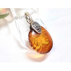 Bernstein Anhänger Silber 925 ROSE AC10