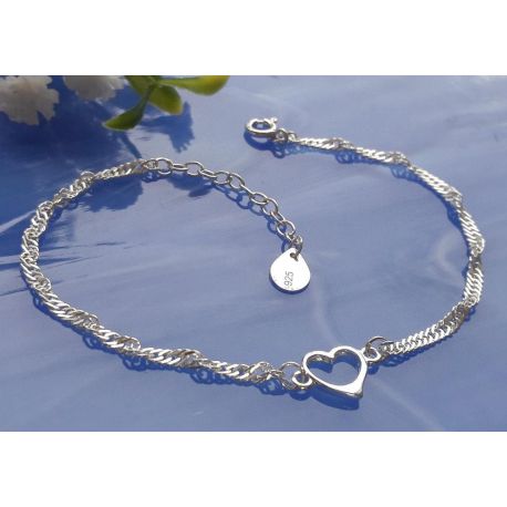 Armband Silber mit Herz 17-20cm Silber 925 sg164