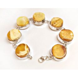 Bernstein Armband Silber 925 20cm gelb CU66