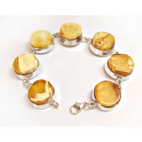 Bernstein Armband Silber 925 20cm gelb CU66