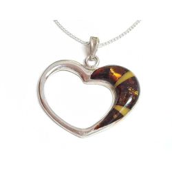 Bernstein Herz Anhänger Silber 925  BA986