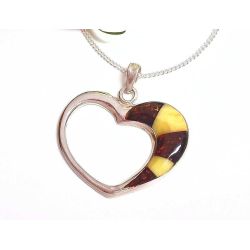 Bernstein Herz Anhänger Silber 925  BA987