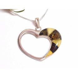 Bernstein Herz Anhänger Silber 925  BA989