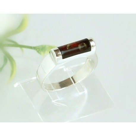 Bernstein Ring 16,5mm Silber 925 braun CZ50