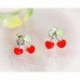 Kinder Ohrstecker Silber Kirsche rot 925 AK43
