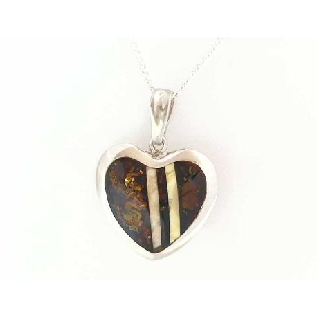 Herz Anhänger Bernstein Silber 925  BA994