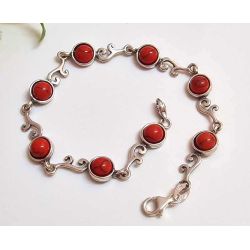 Koralle Armband Silber 925 18,5cm kl420