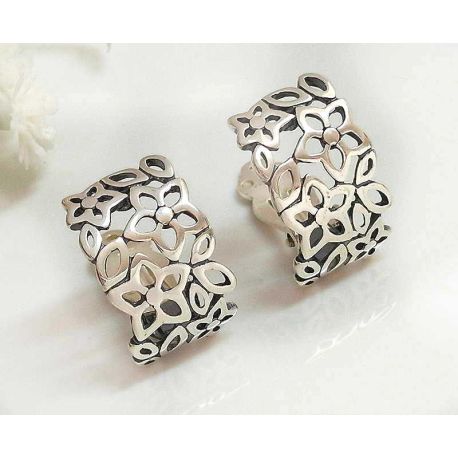 Ohrclips Silber 925 Clip Ohrringe Blumen SX162