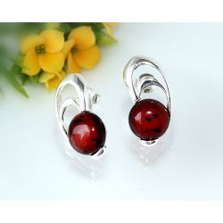 Bernstein Ohrstecker Silber 925 braun CB31