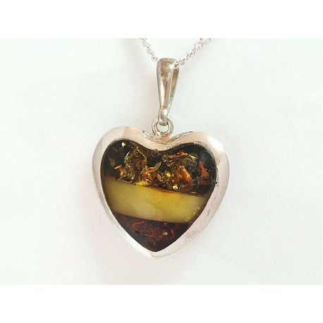 Herz Anhänger Bernstein Silber 925 BA995