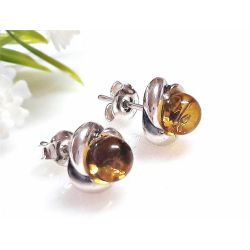Bernstein Ohrstecker Silber 925 Ohrringe gelb Sterlingsilber ED241