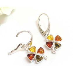 Bernstein Ohrringe Silber 925 Kleeblatt BJ293