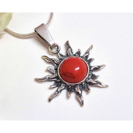 Anhänger Silber 925 Koralle rot kl426
