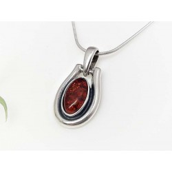 Bernstein Anhänger braun oval  Silber-925 ze01