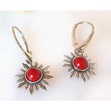 Ohrhänger Silber 925 Koralle rot kl425