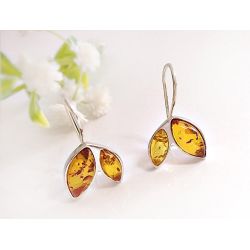 Bernstein Ohrhänger Silber 925 braun BJ282