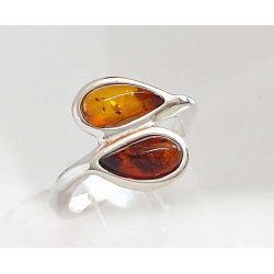 Bernstein Ring Silber 925 cognac CZ48