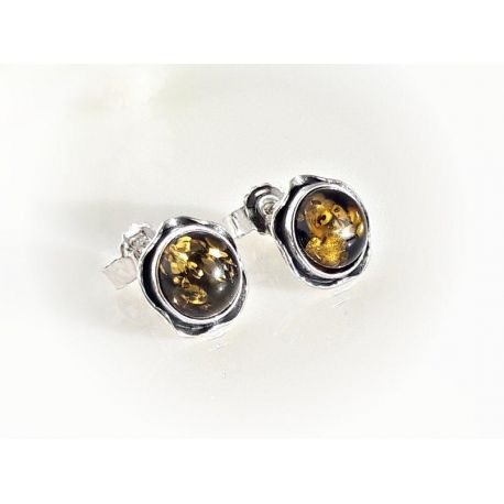 Bernstein Ohrstecker Silber 925 rund ED180