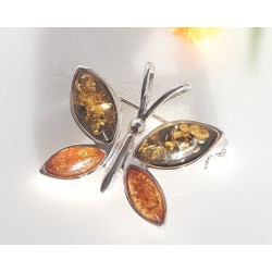 Brosche Schmetterling mit Bernstein Silber 925 CY127